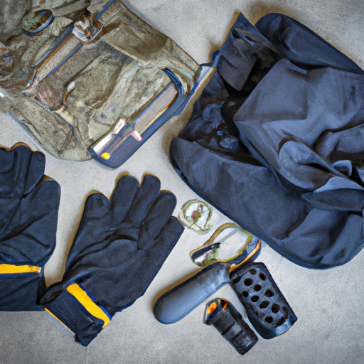 Different types of tactical equipment such as backpacks, flashlights, and gloves.